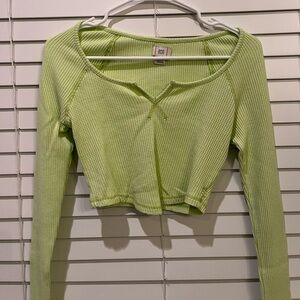 Green Long Sleeve Crop Top